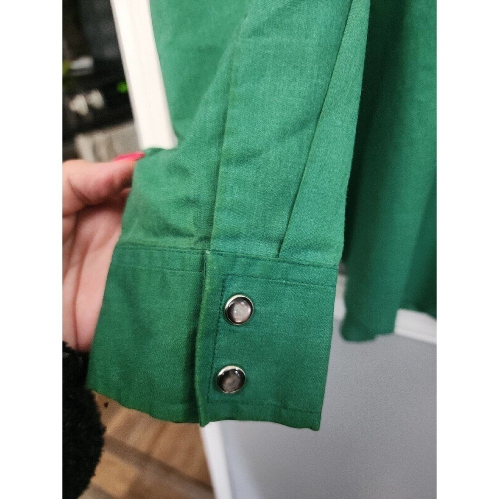 Vintage Ely Country Charmers Western Snap Women's Rodeo Shirt Large GREEN - Picture 8 of 8